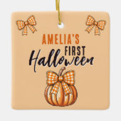 Baby's Eerste Halloween Pompoen Boog Keramisch Ornament (Voorkant)