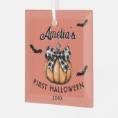 Baby's eerste Halloween pompoen vleermuizen Glas Ornament (Voorkant links)