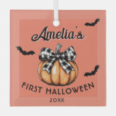 Baby's eerste Halloween pompoen vleermuizen Glas Ornament (Voorkant)
