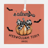 Baby's eerste Halloween pompoen vleermuizen Glas Ornament (Achterkant)