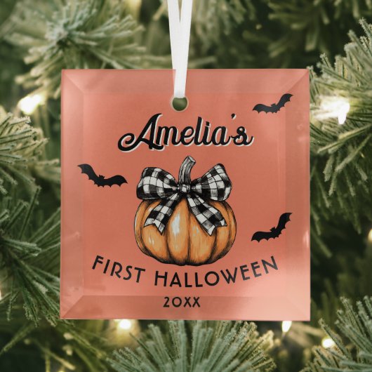 Baby's eerste Halloween pompoen vleermuizen Glas Ornament (Insitu)