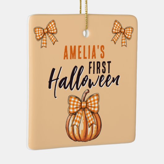 Baby's eerste Halloween Pumpkin Bow Keramisch Ornament (Rechts)