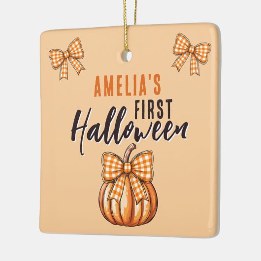 Baby's eerste Halloween Pumpkin Bow Keramisch Ornament (Links)