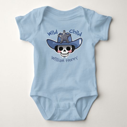 Baby's Eerste Halloween, Skelet Cowboy Wild Kind Romper (Voorkant)