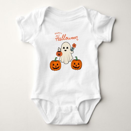Baby's eerste Halloween-spook en pompoen Romper (Voorkant)