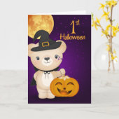 Baby's eerste Halloween Teddy Bear Witch Kaart (Gele Bloem)
