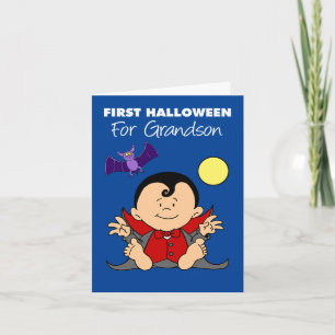 Baby's eerste Halloween voor kleinzoon Cartoon Bat Feestdagen Kaart