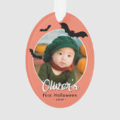 Baby's eerste Halloween Zwarte Vleermuizen Foto Ornament (achterkant)