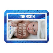 Baby's eerste honkbal Kaart blauw gaas ontwerp Magneet (Horizontaal)