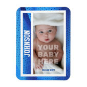 Baby's Eerste Honkbalkaart Blauwe Mesh Ontwerp Magneet (Verticaal)