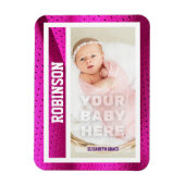 Baby's Eerste Honkbalkaart Roze Mesh Magneet (Verticaal)