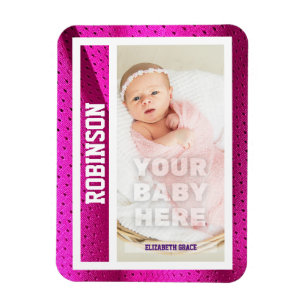 Baby's Eerste Honkbalkaart Roze Mesh Magneet