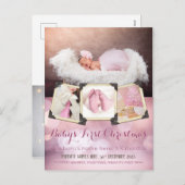 Baby's eerste Instagram-kerstfoto's Girly Pink Feestdagenkaart (Voorkant / Achterkant)