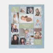 Baby's Eerste Jaar Boho 12 Foto Collage Script Fleece Deken (Voorkant)