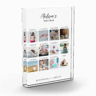 Baby's eerste jaar Foto collage geboorte Stats