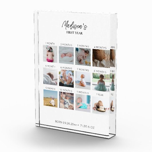 Baby's eerste jaar Foto collage geboorte Stats (Rechts)