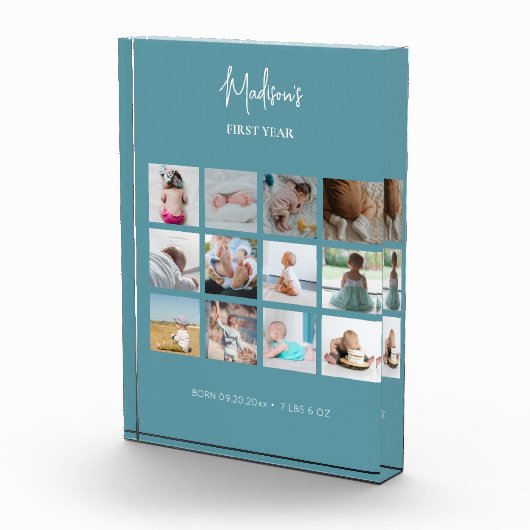 Baby's eerste jaar Foto collage geboorte Stats Blu (Rechts)