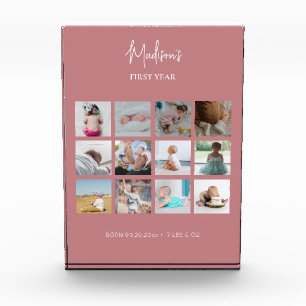 Baby's eerste jaar Foto collage geboorte Stats Pin
