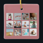 Baby's eerste jaar Foto collage geboorte Stats Pin Keramisch Ornament<br><div class="desc">Een mooie manier om je baby's eerste jaar te herinneren. Leg je herinneringen van je pasgeborene voor altijd vast met deze foto-baby collage keepasje met de naam van de baby, de geboortedatum en een aangepaste foto voor elke maand van het eerste jaar van je baby. Pas de foto's en tekst...</div>