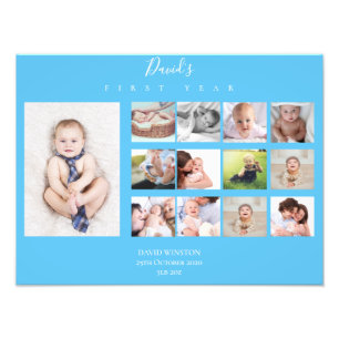 Baby's eerste jaar Foto Collage Keepomwille Boy Afdruk