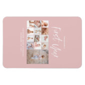 Baby's eerste jaar foto-inkuilschrift roze magneet (Horizontaal)