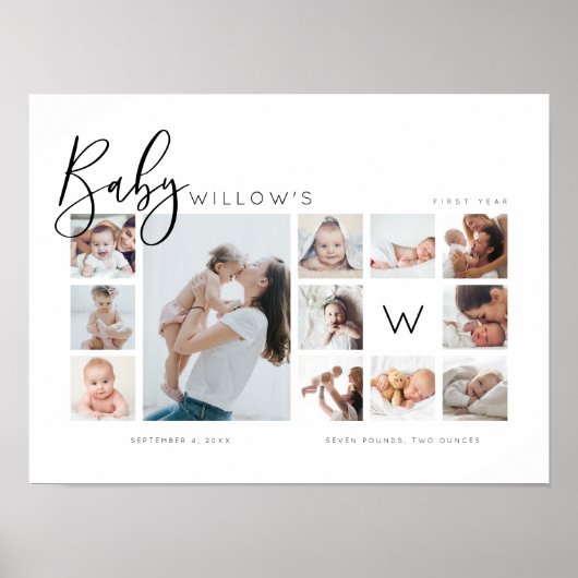 Baby's Eerste jaar Foto Keepomwille Collage Monogr Poster (Voorkant)
