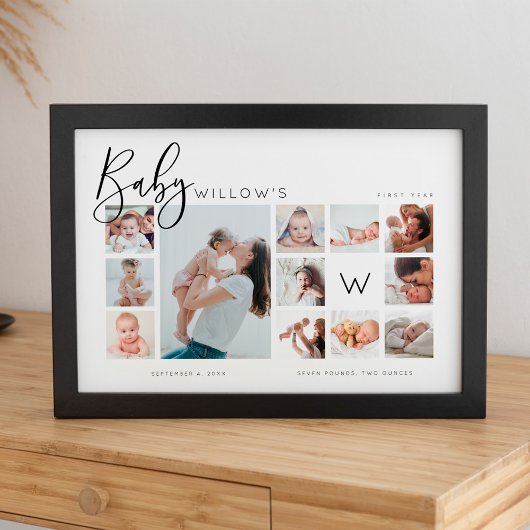 Baby's Eerste jaar Foto Keepomwille Collage Monogr Poster