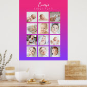 Baby's Eerste jaar Foto Poster Maandelijks Paars R (Keuken)