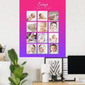 Baby's Eerste jaar Foto Poster Maandelijks Paars R (Thuiskantoor)