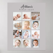 Baby's Eerste jaar Foto Poster Maandelijks Warm Gr (Voorkant)