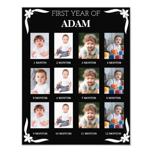 Baby's eerste jaar foto teken eerste jaar foto afdruk (Voorkant)