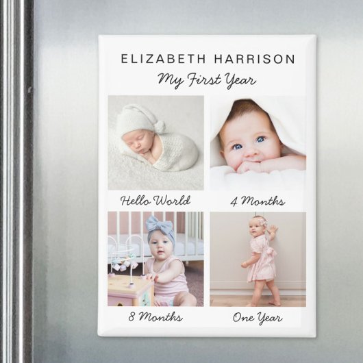 Baby's Eerste Jaar Foto Tijdlijn Magneet