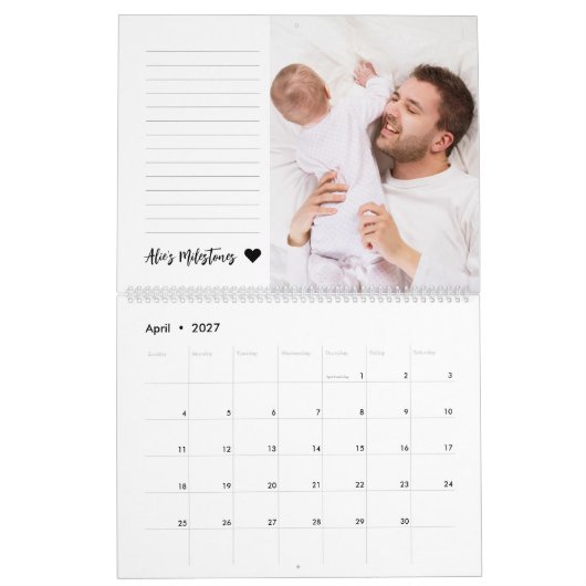 Baby's eerste jaar Fotocollage familie Keepslag Kalender (Apr 2027)