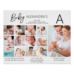 Baby's eerste jaar Fotocollage familie Keepslag Perfect Poster