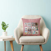 Baby's Eerste Jaar Fotocollage Geboorte Stats Roze Kussen (Stoel)