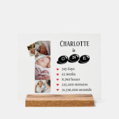 Baby's eerste jaar fotocollage nummer 1 acryl bord (Voorkant)