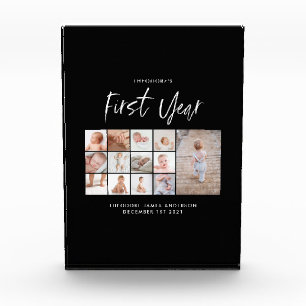 Baby's eerste jaar fotocollage schrift fotoblokken