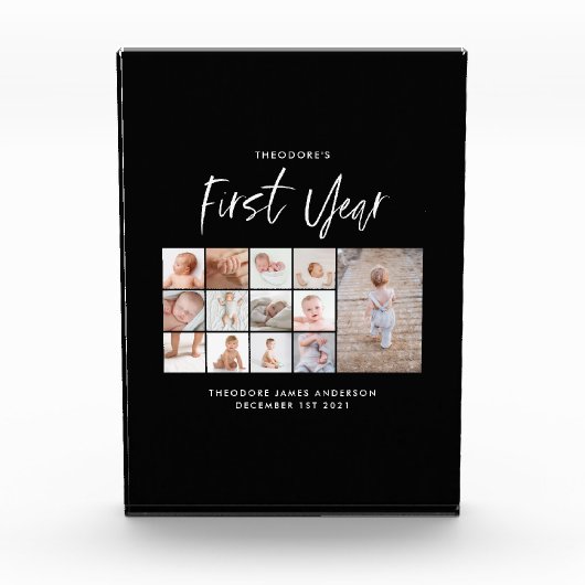 Baby's eerste jaar fotocollage schrift fotoblokken (Voorkant)