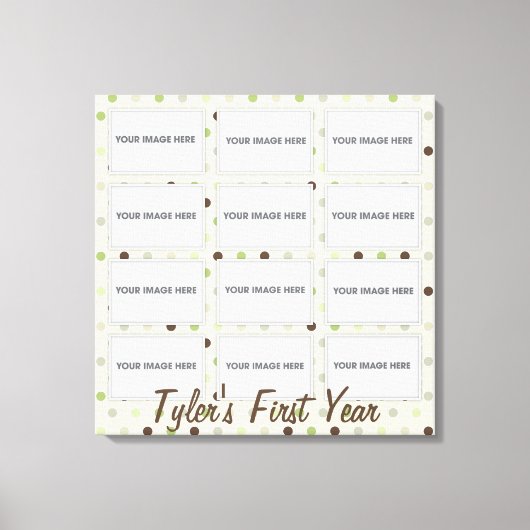 Baby's eerste jaar fotocollage verpakt canvas (Voorkant)