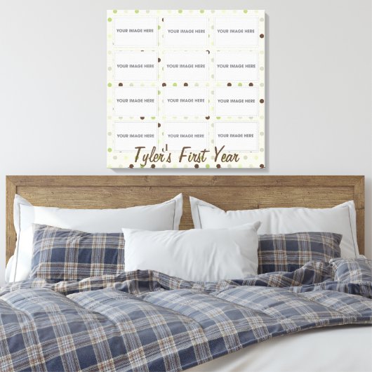 Baby's eerste jaar fotocollage verpakt canvas (Insitu (Slaapkamer))