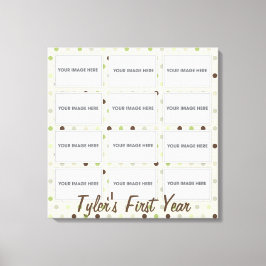 Baby's eerste jaar fotocollage verpakt canvas afdruk