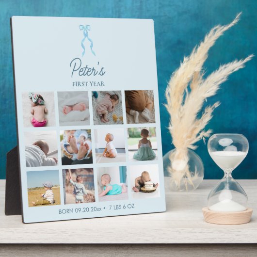 Baby's Eerste Jaar Foto'S Geboortestatistieken Bla Fotoplaat (Zijkant)