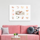 Baby's eerste jaar Hart Foto Keepslag Collage Canvas Afdruk (Insitu (Woonkamer))