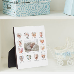 Baby's eerste jaar Hart Foto Keepslag Collage Fotoplaat