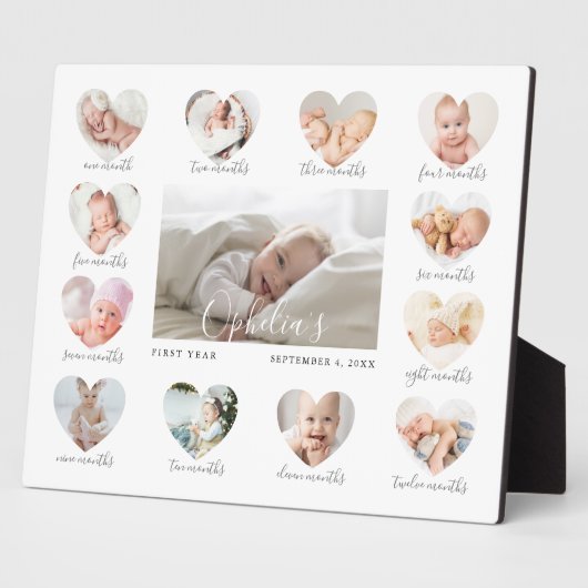 Baby's eerste jaar Hart Foto Keepslag Collage Fotoplaat (Zijkant)
