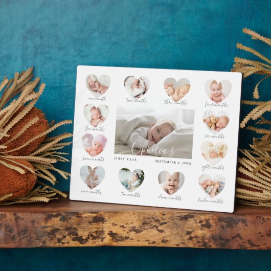 Baby's eerste jaar Hart Foto Keepslag Collage Fotoplaat (Zijkant)