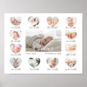 Baby's eerste jaar Hart Foto Keepslag Collage Poster (Voorkant)