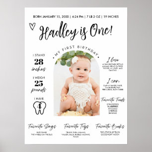 Baby's eerste jaar mijlpaal bord 1e verjaardag pho poster