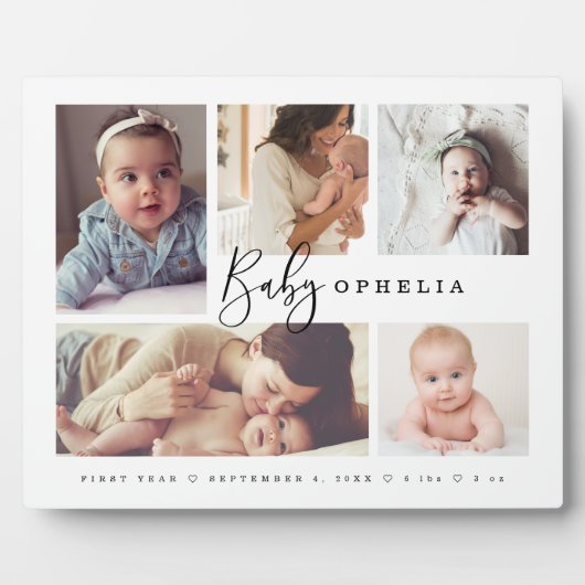 Baby's eerste jaar Newborn Photo Collage Keepomwil Fotoplaat (Voorkant)