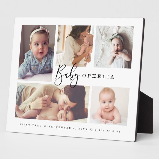 Baby's eerste jaar Newborn Photo Collage Keepomwil Fotoplaat (Zijkant)